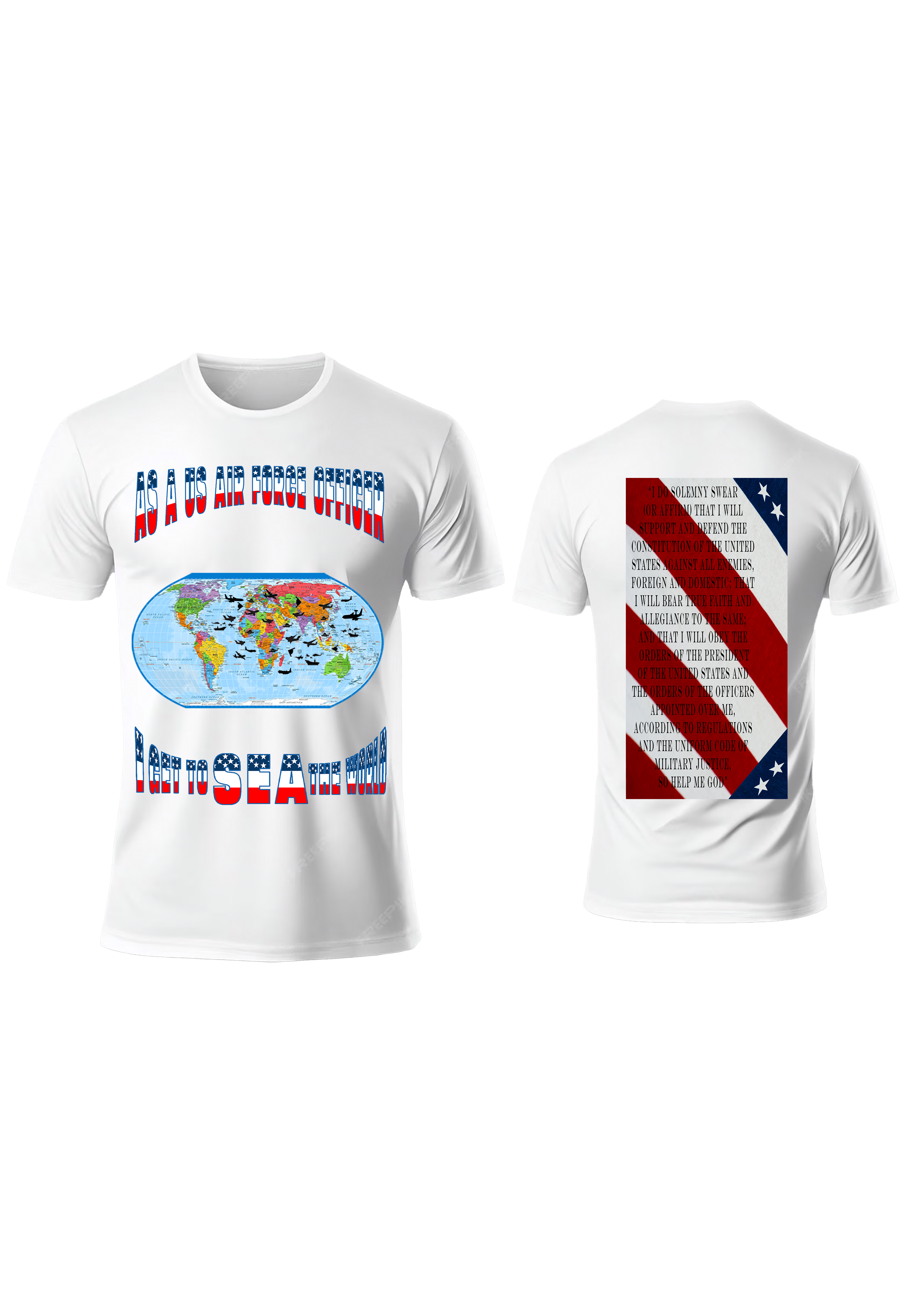 Men and Women US Air Force Officers Stars and Strips Crew Neck
