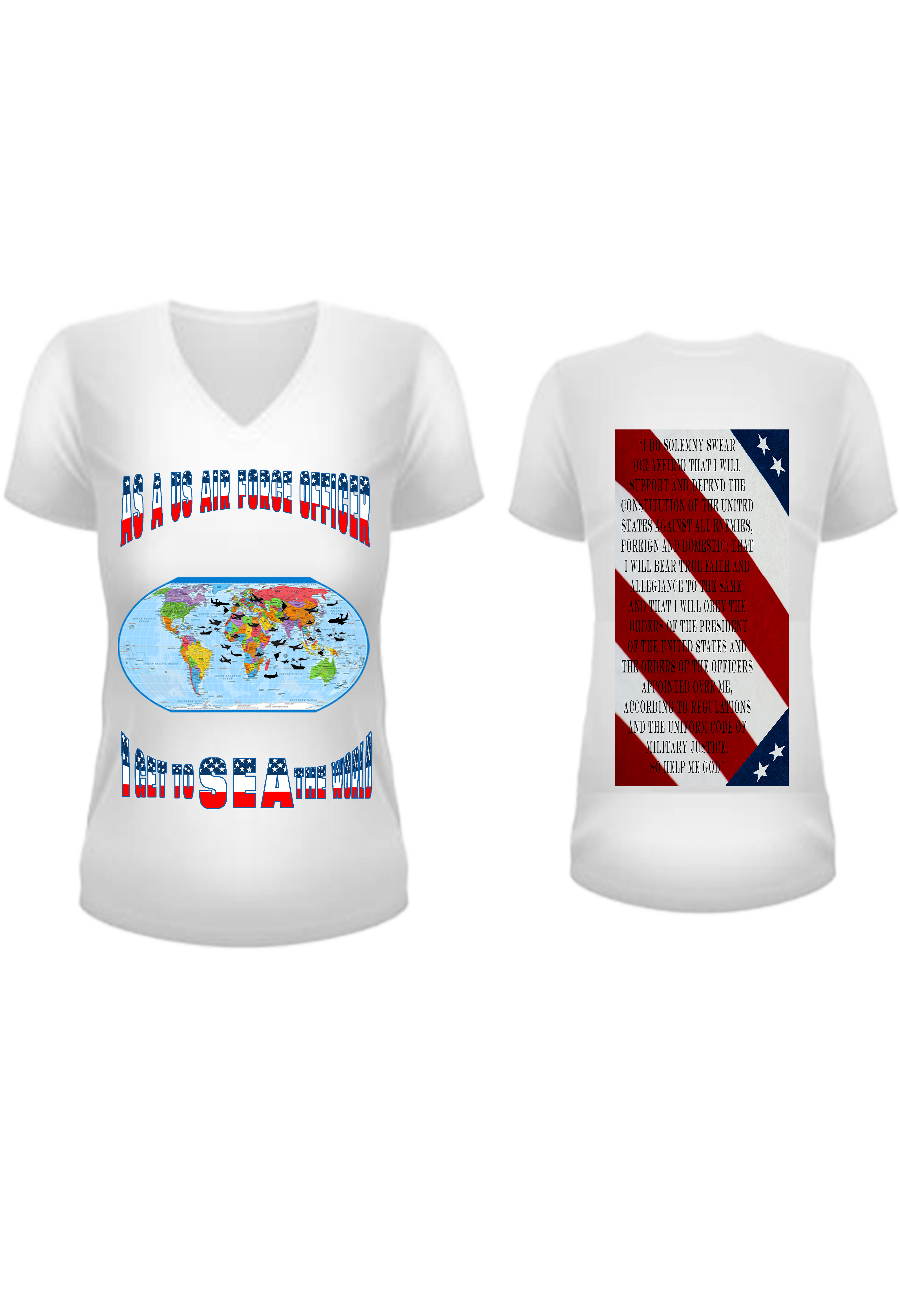 Women US Air Force Officer Stars and Strips V Neck