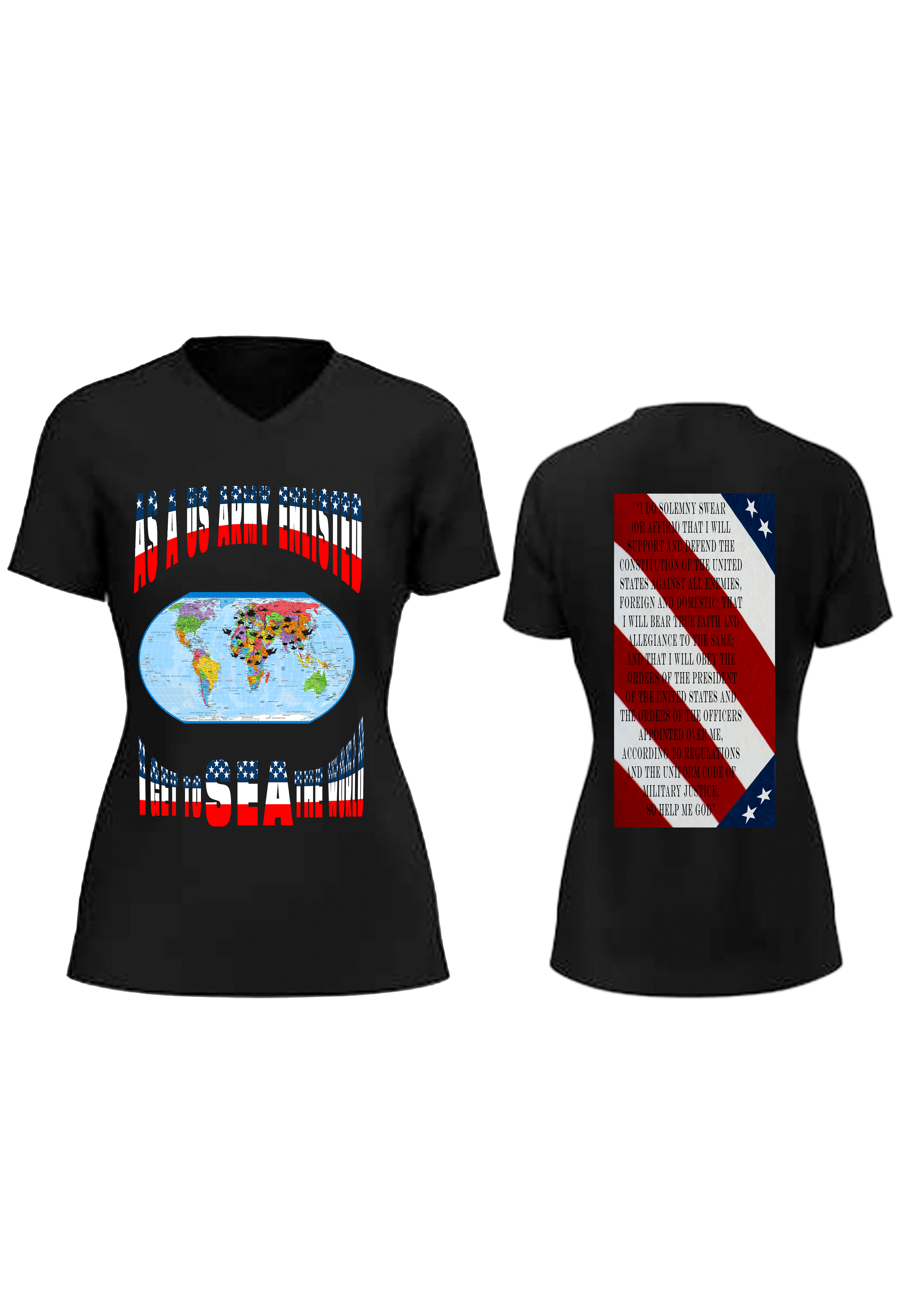 Women US Army Enlisted Stars and Strips V Neck