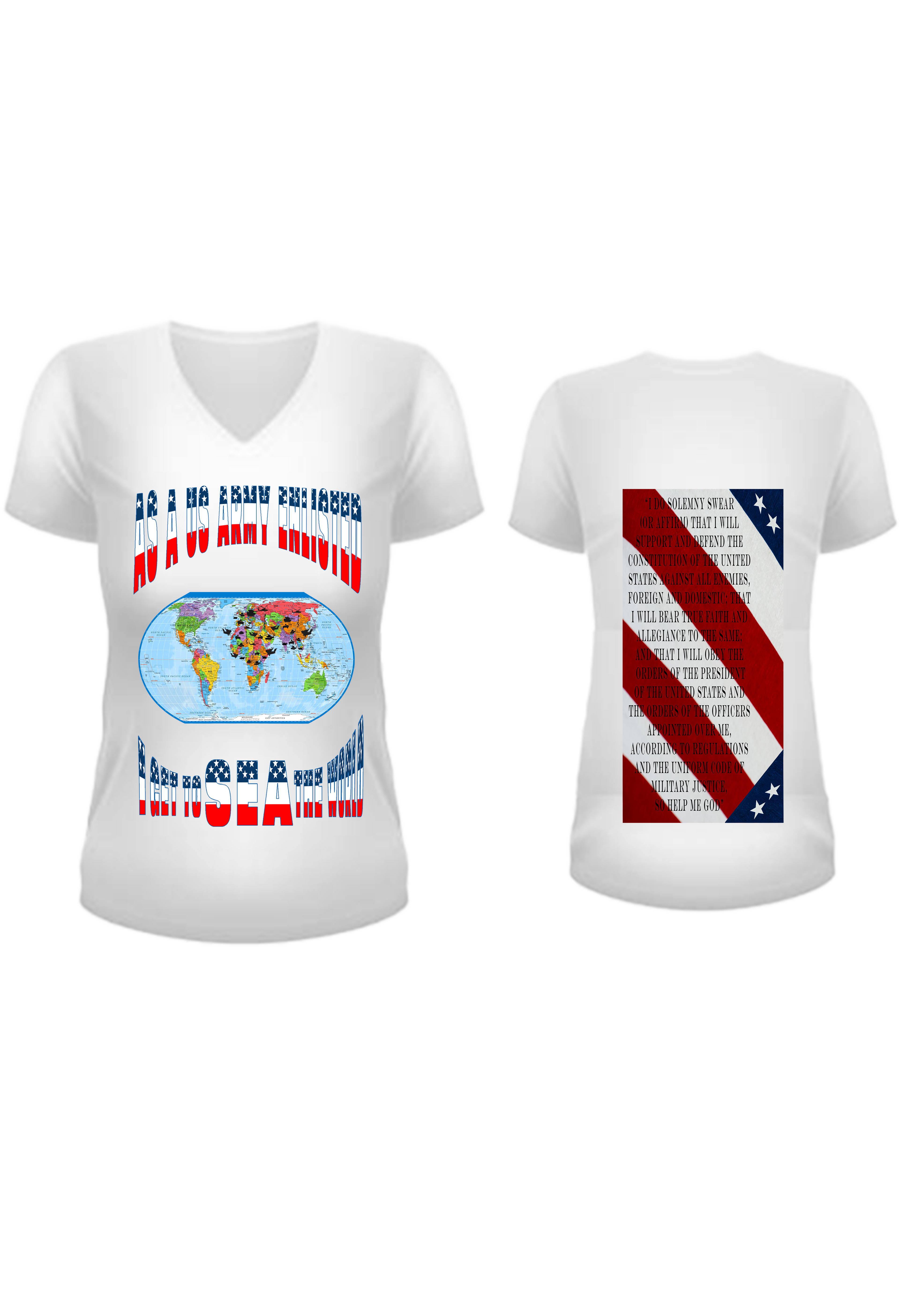 Women US Army Enlisted Stars and Strips V Neck