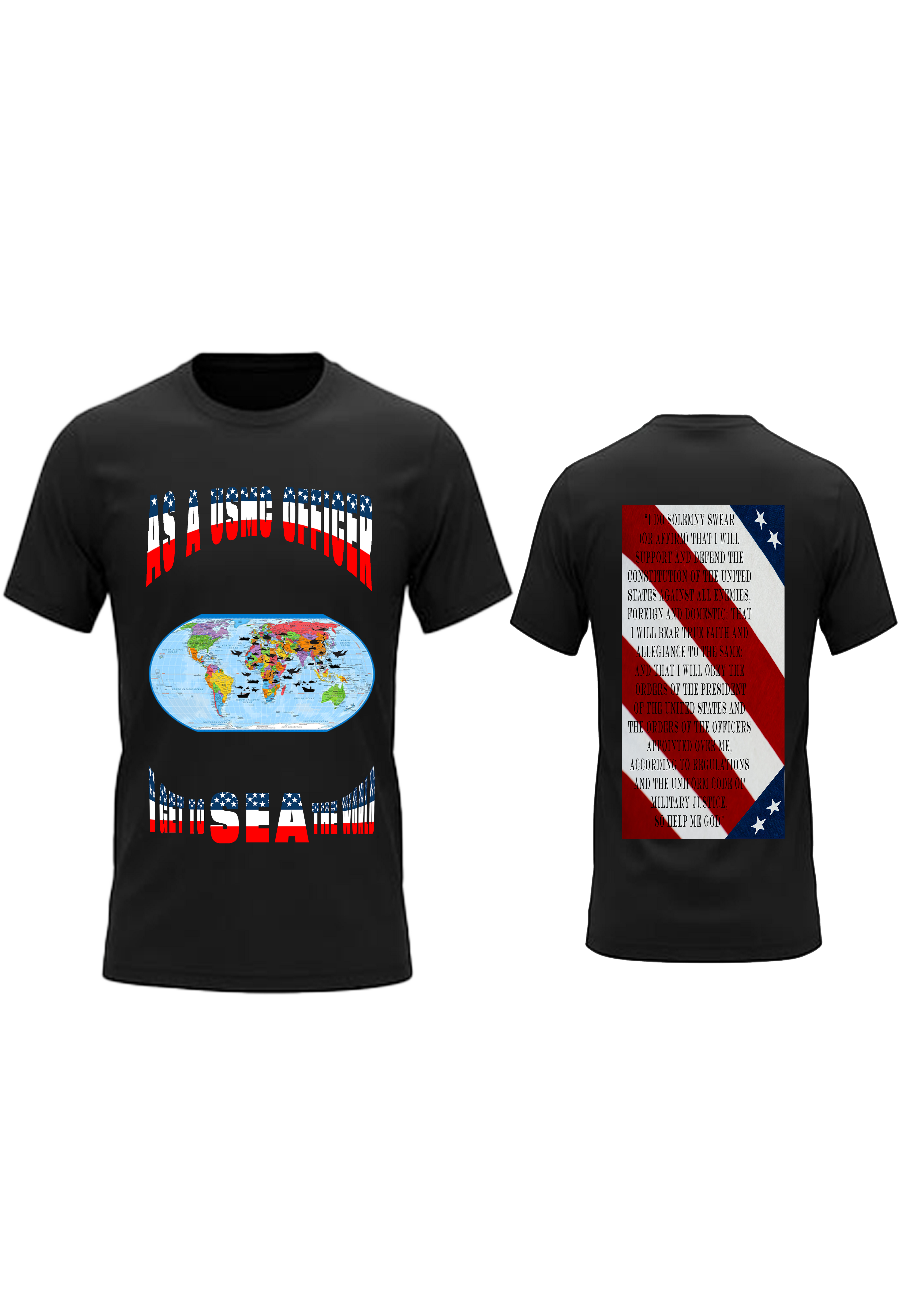 Men and Women USMC Officer Stars and Strips Crew Neck