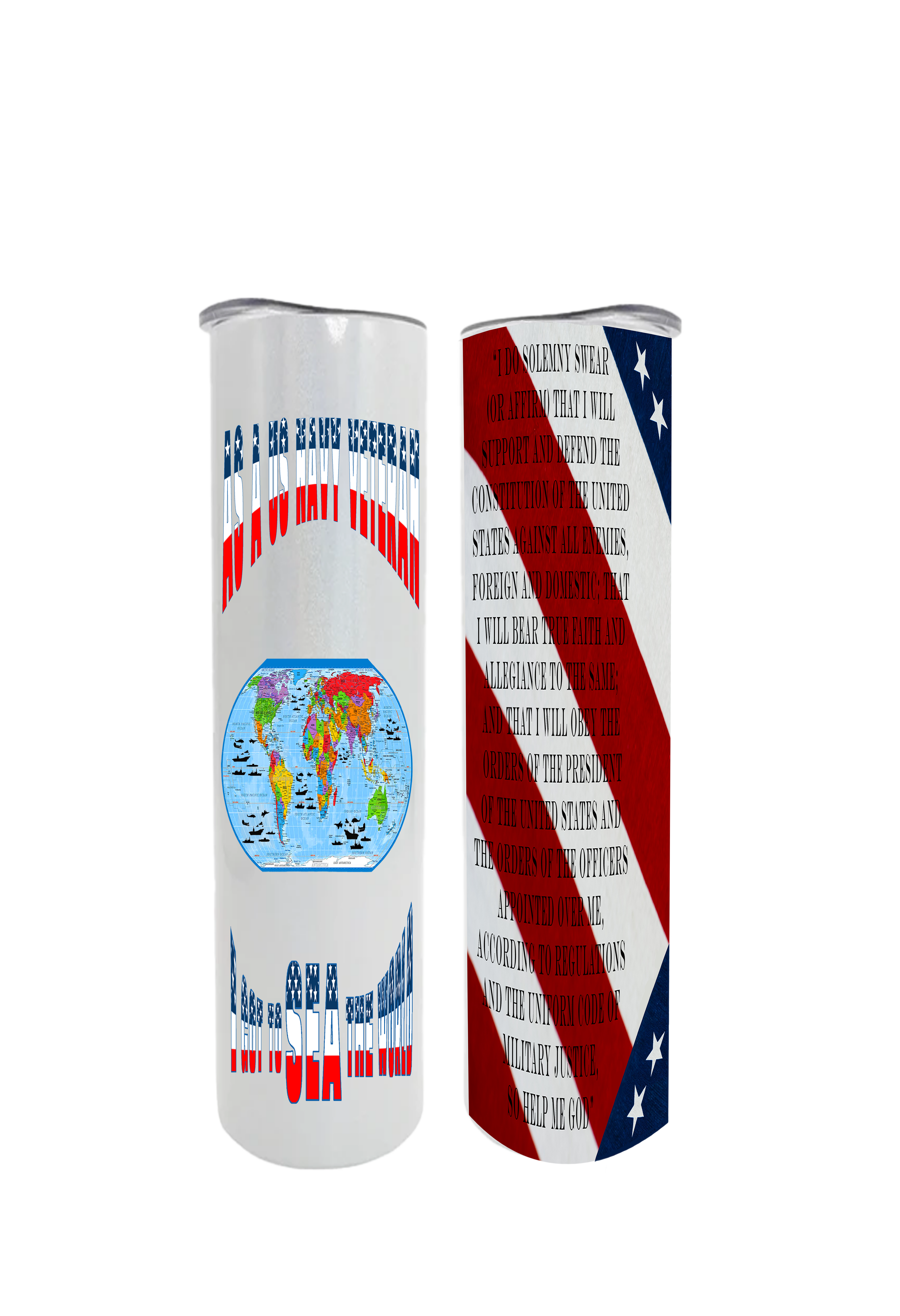 US Navy Veteran 20oz Metal Water Cooler