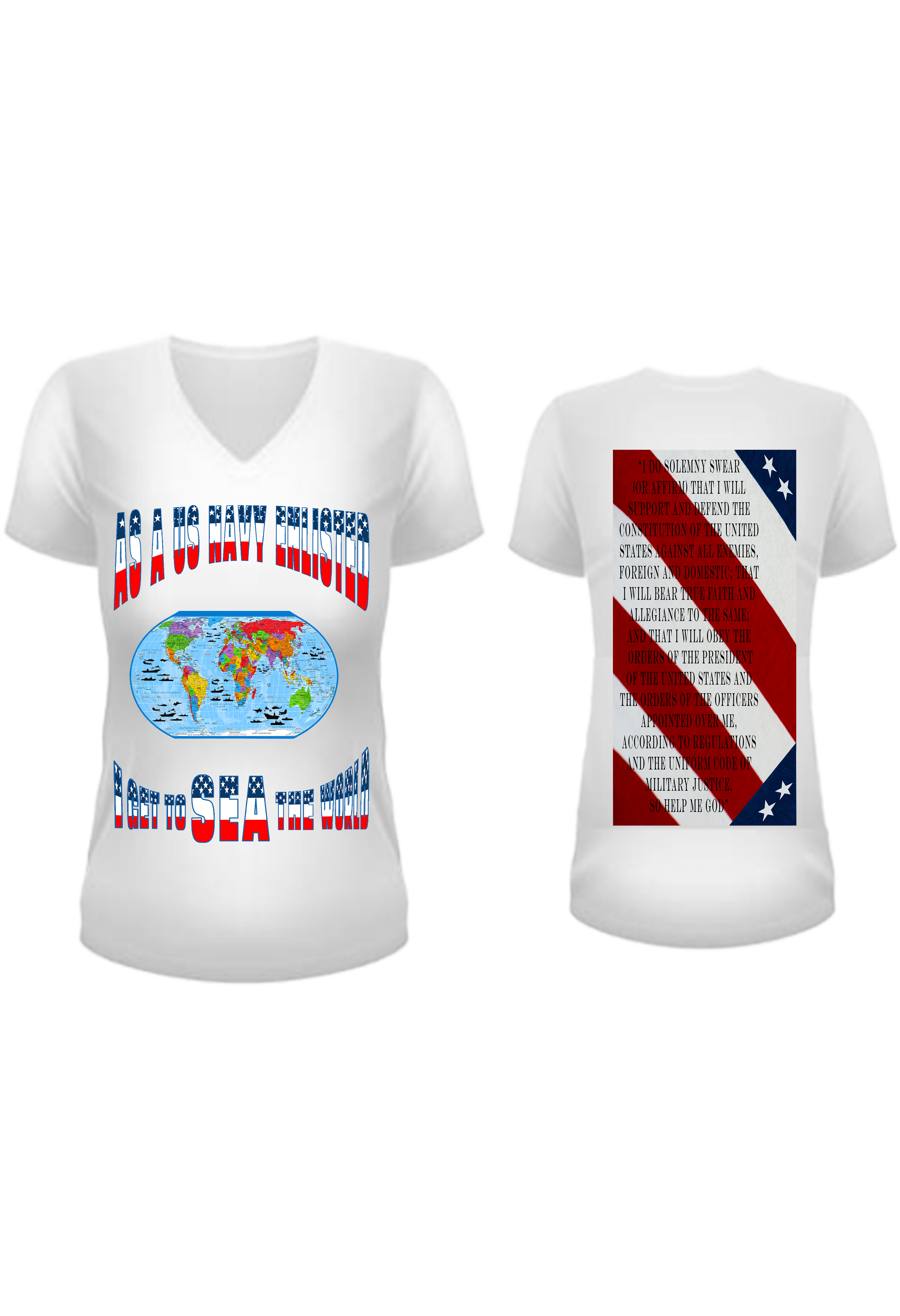 Women US Navy Enlisted Stars and Strips V Neck